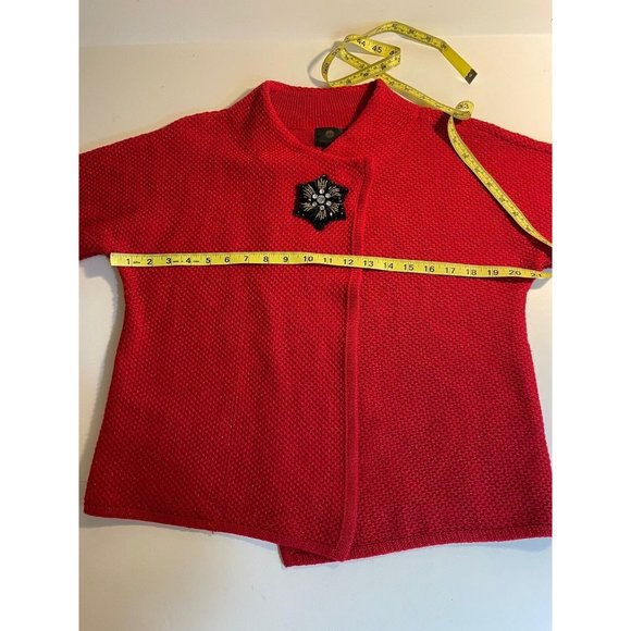JM Collection Sweater Jacket Women Size Small Petite Red Sparkles Cotton Blend - Picture 10 of 12